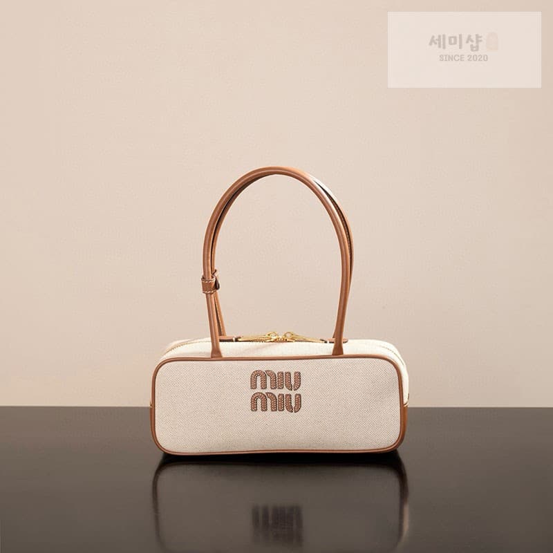 Miu Miu 미우미우 캔버스 레더 스몰 보 백 5BB173 캔버스 Bag