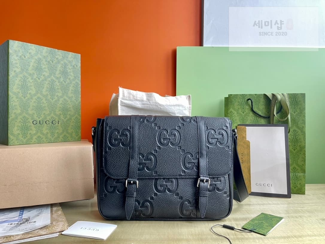 Gucci 구찌 점보 GG 미디움 메신저백 블랙 Bag