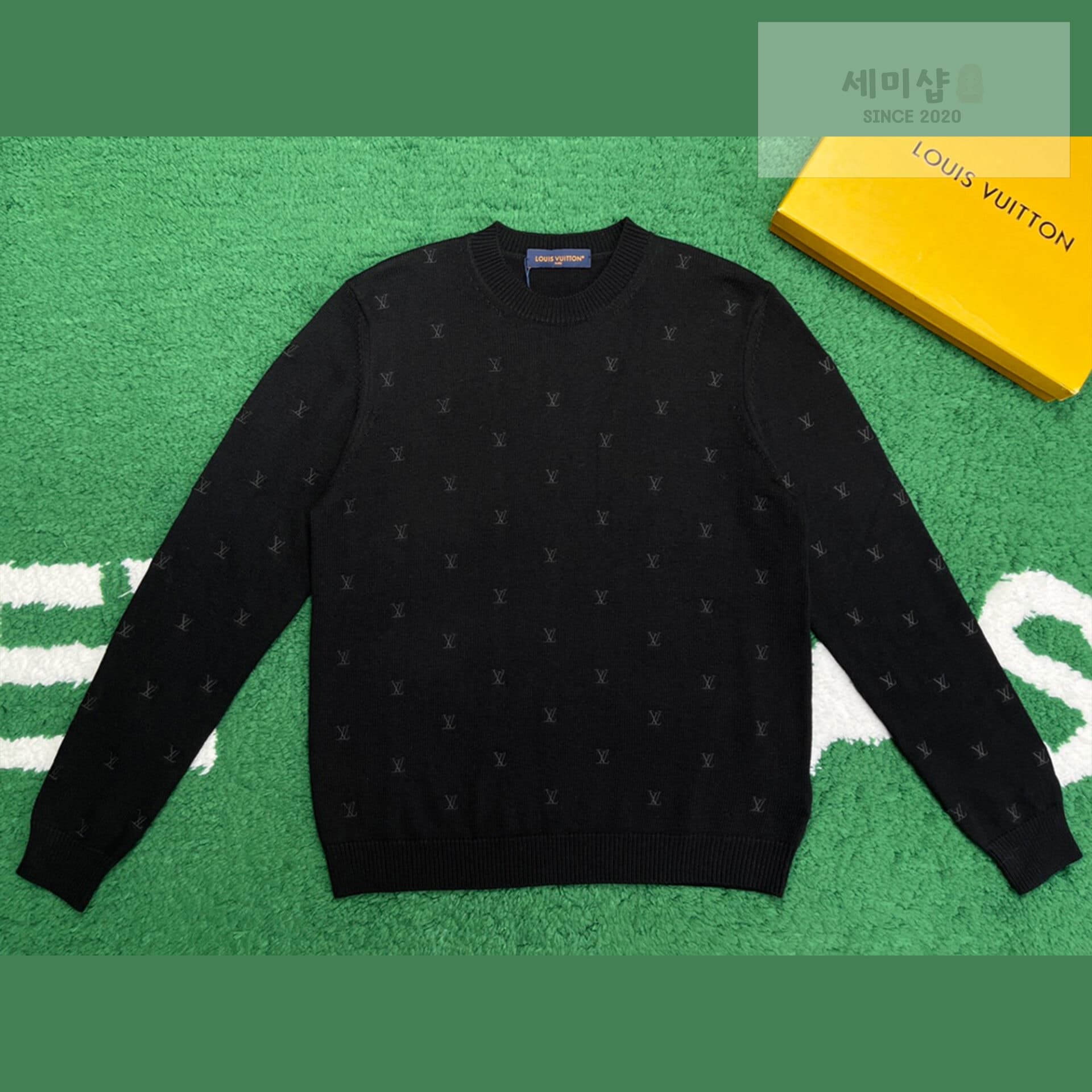 Louis Vuitton 루이비통 엠브로이더드 시그니처 자수 메리노 크루넥 니트 블랙 의류