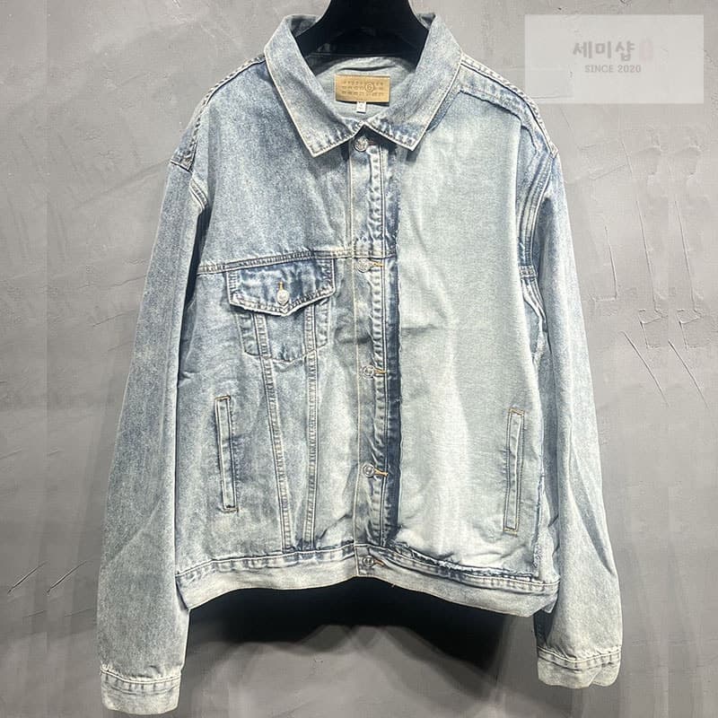 Maison Margiela 메종마르지엘라 MM6 백 스티치 빈티지 워싱 데님 자켓 - 세미샵