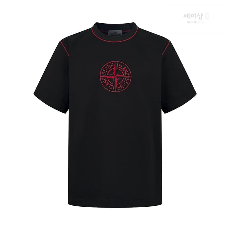 Stone Island 스톤아일랜드 콘트라스트 스티치 코마 코튼 티셔츠 - 세미샵