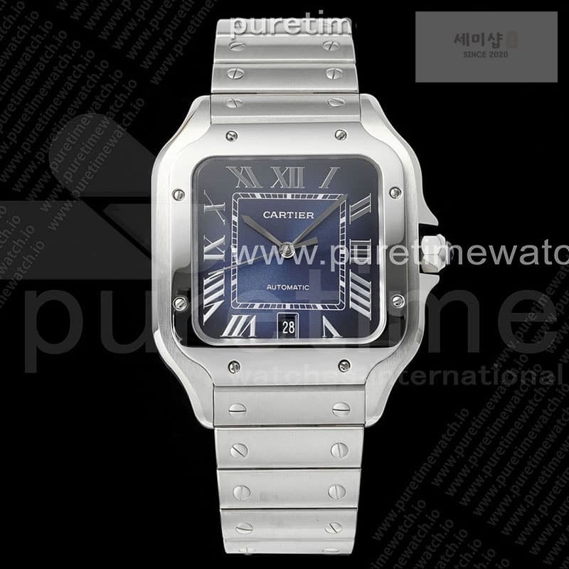 Cartier AF공장 까르띠에 산토스 라지 블루다이얼 브레이슬릿 Santos de Cartier 40mm SS AF 1_1 Best Edition Blue Dial on SS SmartLinks Bracelet MIYOTA 9015 - 세미샵