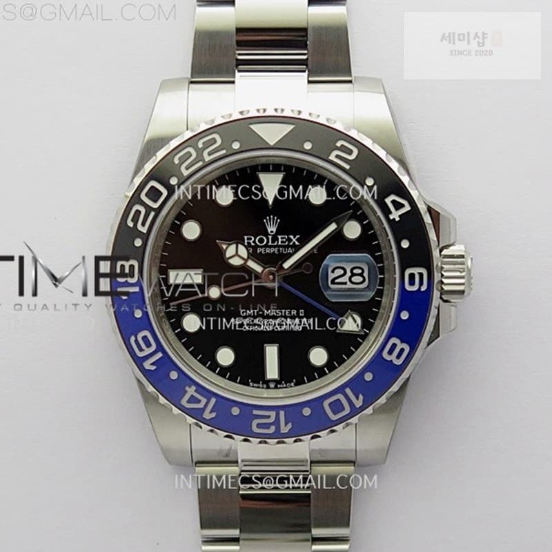 Rolex APS공장 롤렉스 GMT마스터2 BLNR 블루앤블랙베젤 오이스터브레이슬릿 GMT-Master II 126710 BLNR BlackBlue Ceramic 904L SS APSF 1:1 Best Edition Blue Dial On Oyster Bracelet VR3285 CHS - 세미샵