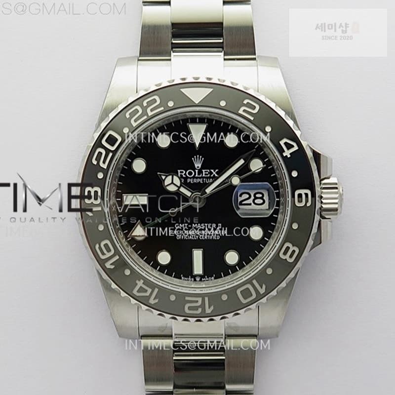 Rolex APS공장 롤렉스 GMT마스터2 GRNR 블랙다이얼 그레이앤블랙베젤 오이스터브레이슬릿 GMT-Master II 126710 GRNR BlackGray Ceramic 904L SS APSF 1:1 Best Edition Black Dial On Oyster Bracelet VR3285 CHS - 세미샵