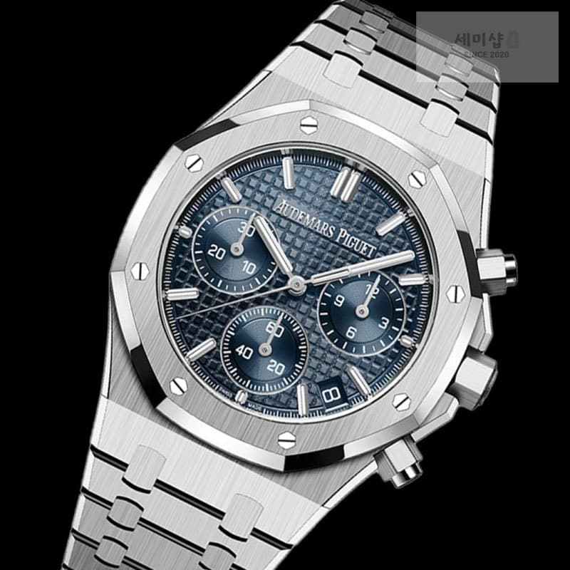Audemars Piguet APS공장 오데마피게 로얄오크 크로노그래프 스틸 블루다이얼 브레이슬릿 Royal Oak Chrono 26240 SS APSF 1_1 Best Edition Blue Dial on SS Bracelet SA4401 Super Clone - 세미샵