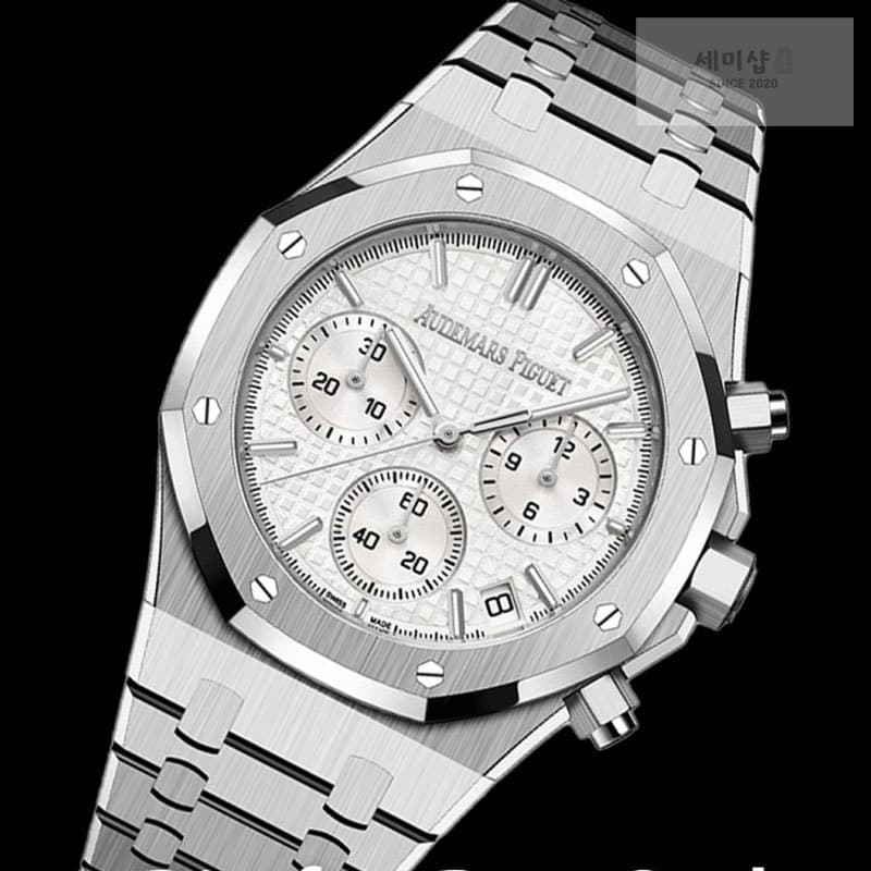 Audemars Piguet APS공장 오데마피게 로얄오크 크로노그래프 스틸 화이트다이얼 브레이슬릿 Royal Oak Chrono 26240 SS APSF 1_1 Best Edition Silver Dial on SS Bracelet SA4401 Super Clone 레플리카 - 시계 | 세미샵