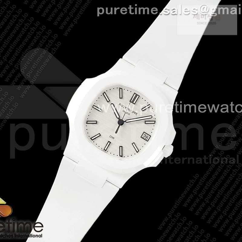 Patek Philippe AMG공장 파텍필립 노틸러스 5711 화이트풀세라믹 화이트다이얼 화이트러버스트랩 AET Nautilus 5711 White Ceramic AMGF Best Edition White Dial on White Rubber Strap MIYOTA 9015 레플리카 - 시계 | 세미샵