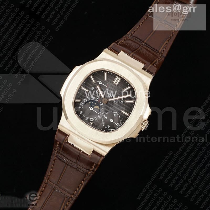 Patek Philippe PP공장 파텍필립 노틸러스 5712 로즈골드금통 브라운다이얼 브라운가죽스트랩 Nautilus 5712 RG PPF 1_1 Best Edition Brown Dial on Brown Leather Strap A240 Super Clone V2 PPF공장 - 세미샵