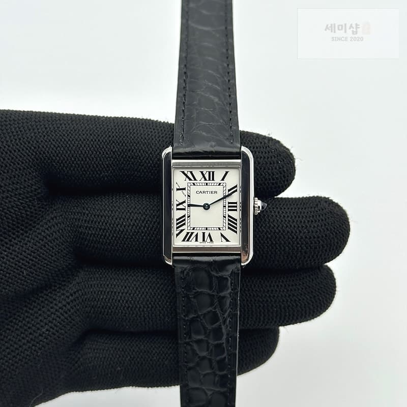 Cartier AF공장 까르띠에 탱크솔로 24MM 스틸 화이트다이얼 블랙크로커다일스트랩 레플리카 - 시계 | 세미샵