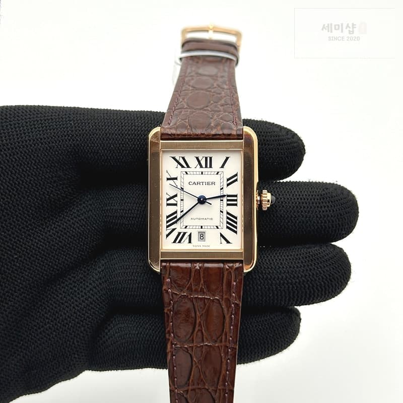 Cartier AF공장 까르띠에 탱크솔로 31mm 로즈골드 화이트다이얼 브라운 악어가죽스트랩 레플리카 - 시계 | 세미샵