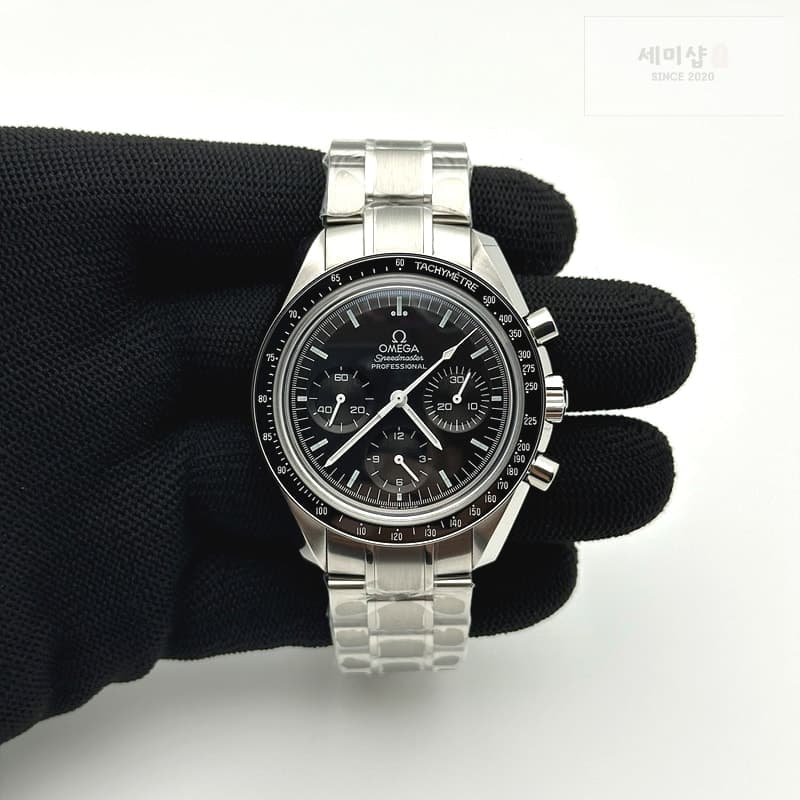 Omega OM공장 오메가 문워치 스피드마스터 프로페셔널 스틸 블랙다이얼 브레이슬릿 SPEEDMASTER PROFESSIONAL SS BLACK DIAL ON SS BRACELET MANUAL WINDING CHRONO MOVEMENT 레플리카 - 시계 | 세미샵