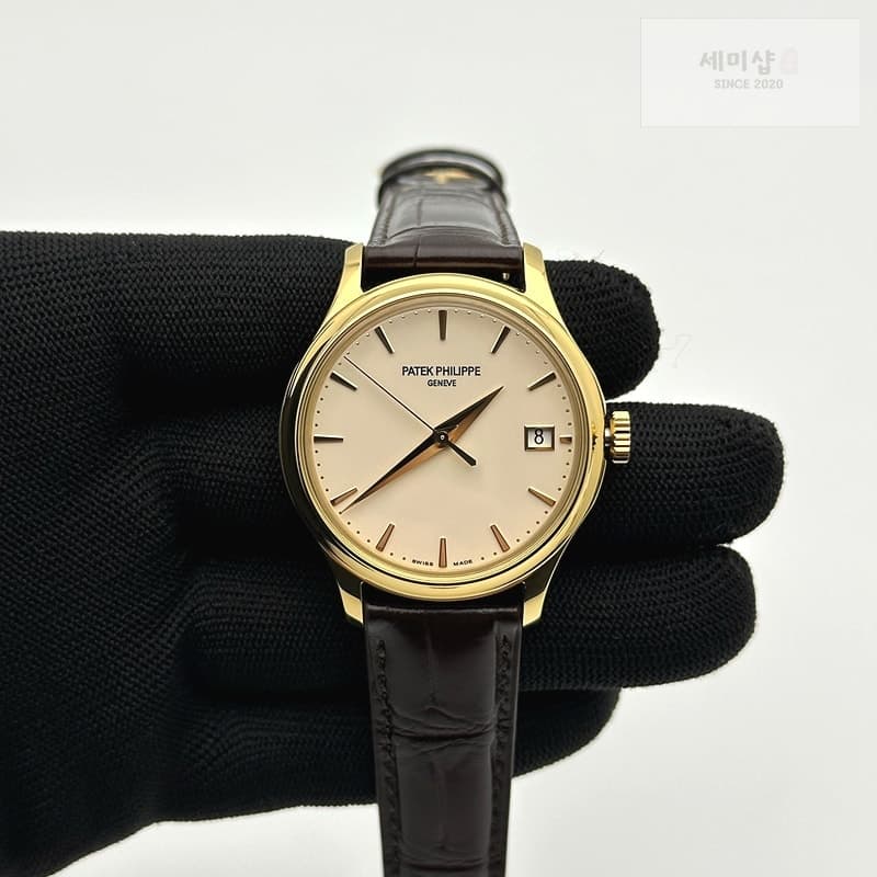 Patek Philippe 3K공장 파텍필립 칼라트라바 5227 옐로우골드금통 아이보리다이얼 플립시스루백 가죽스트랩 Calatrava 5227R SS 3KF 1:1 Best Edition White Dial on Brown Leather Strap A324 Super Clone V2 레플리카 - 시계 | 세미샵