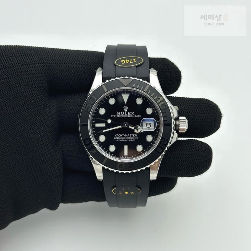 Rolex KF공장 롤렉스 요트마스터 42 스틸 블랙다이얼 러버스트랩 텅스텐 Yacht-Master 226659 KF 1:1 Best Edition YG Wrapped on Oysterflex Strap VR3235 (Gen Weight) 레플리카 - 시계 | 세미샵