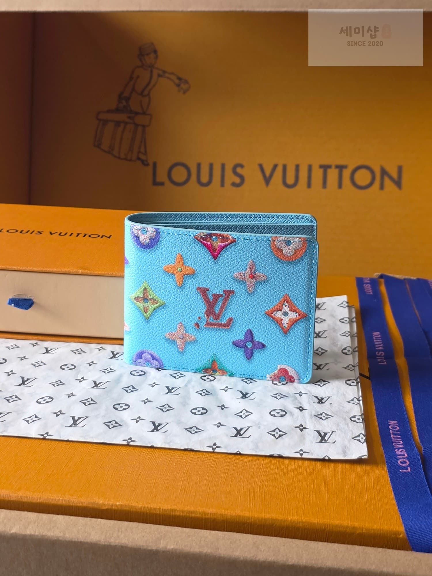 Louis Vuitton 루이비통 슬렌더 월릿 모노그램 크래커 블루 - 세미샵
