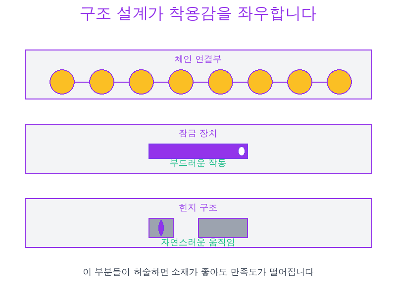 구조 설계가 착용감을 좌우 - 체인 연결부, 잠금 장치, 힌지 구조 | 세미샵